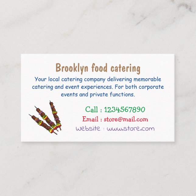 Kebab or kabob cartoon illustration business card (Front)
