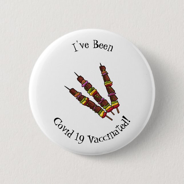 Kebab or kabob cartoon illustration button (Front)