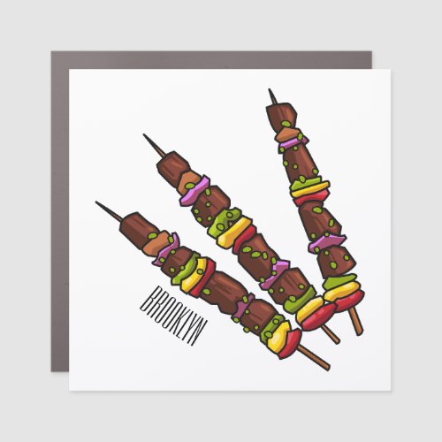 Kebab or kabob cartoon illustration car magnet