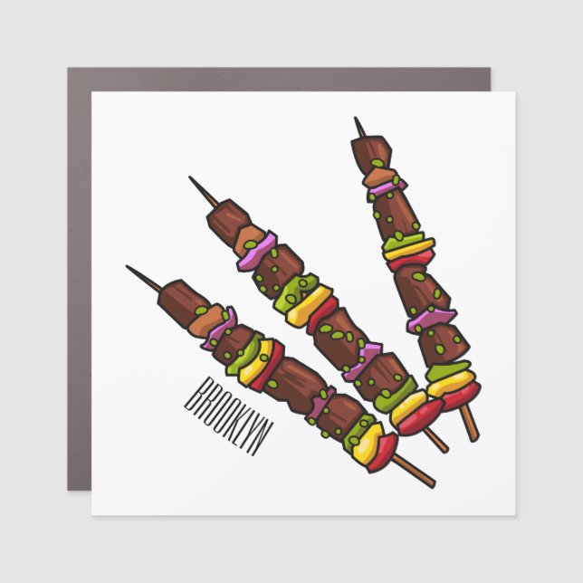 Kebab or kabob cartoon illustration car magnet (Front)