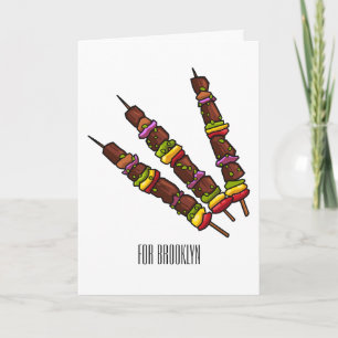 Kebab or kabob cartoon illustration card