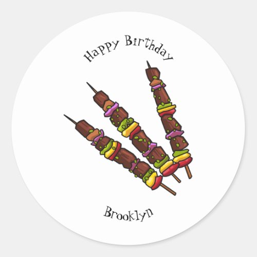 Kebab or kabob cartoon illustration classic round sticker