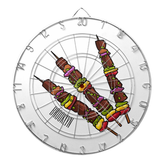 Kebab or kabob cartoon illustration dart board (Front)