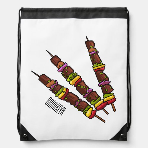 Kebab or kabob cartoon illustration drawstring bag