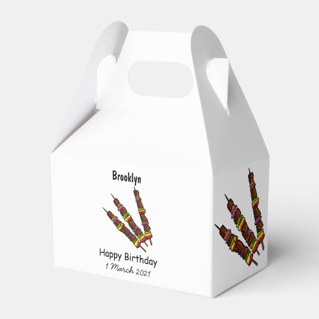 Kebab or kabob cartoon illustration favor boxes (Front Side)