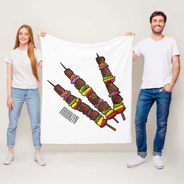 Kebab or kabob cartoon illustration fleece blanket (In Situ)