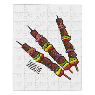 Kebab or kabob cartoon illustration jigsaw puzzle
