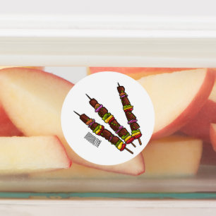 Kebab or kabob cartoon illustration labels