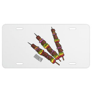 Kebab or kabob cartoon illustration license plate