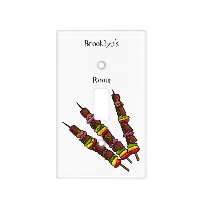 Kebab or kabob cartoon illustration light switch cover (Front)
