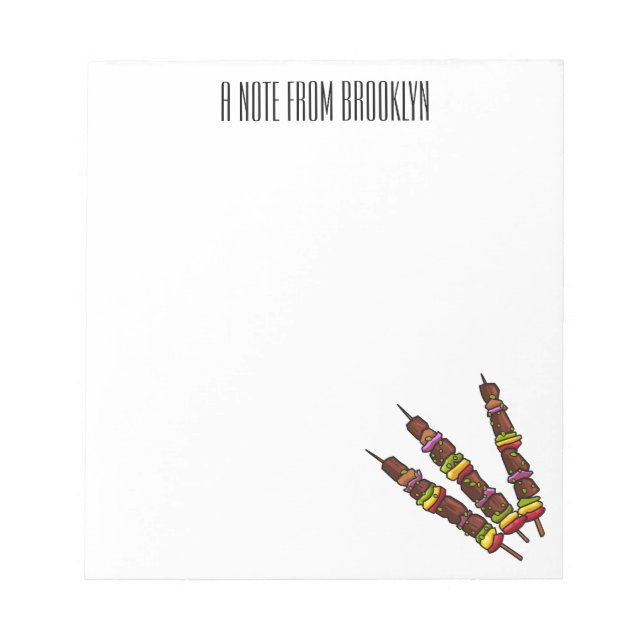 Kebab or kabob cartoon illustration notepad (Front)