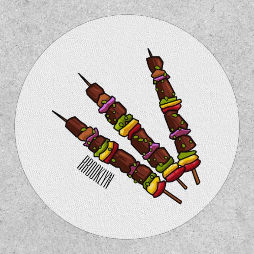 Kebab or kabob cartoon illustration patch