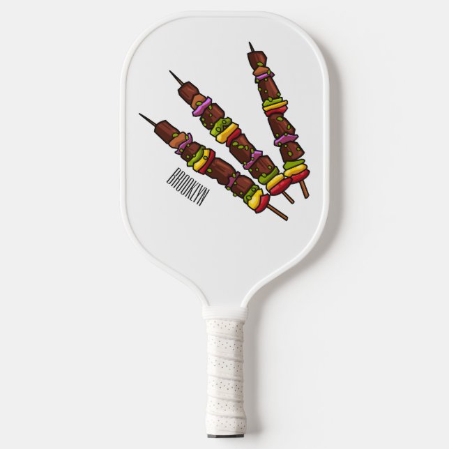 Kebab or kabob cartoon illustration pickleball paddle (Front)