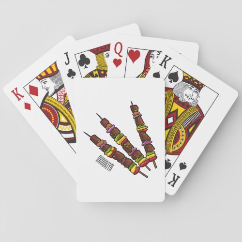 Kebab or kabob cartoon illustration poker cards