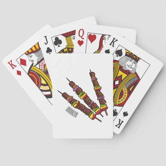 Kebab or kabob cartoon illustration poker cards (Back)