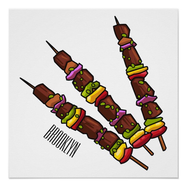 Kebab or kabob cartoon illustration poster (Front)