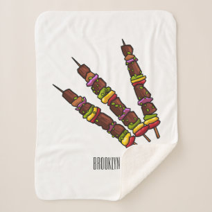 Kebab or kabob cartoon illustration sherpa blanket