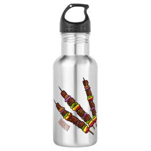 Kebab or kabob cartoon illustration stainless steel water bottle