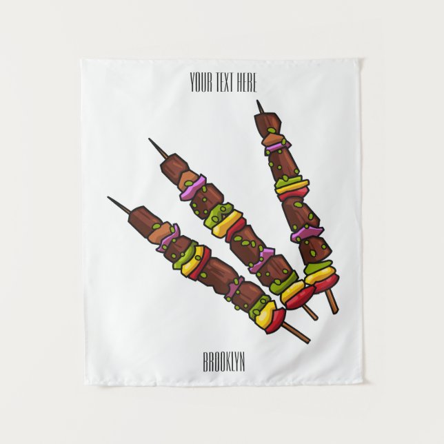 Kebab or kabob cartoon illustration tapestry (Front)