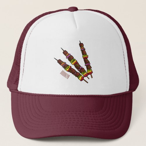 Kebab or kabob cartoon illustration trucker hat