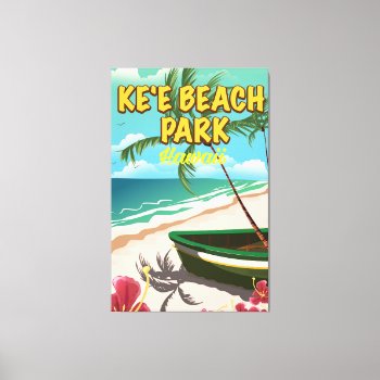 Ke'e Beach Park Hawaii Travel Poster Canvas Print by bartonleclaydesign at Zazzle