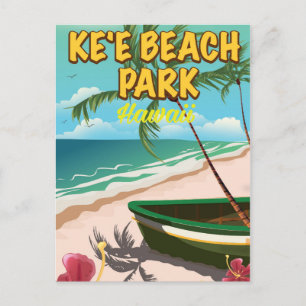 ke'e beach park Hawaii travel poster Postcard