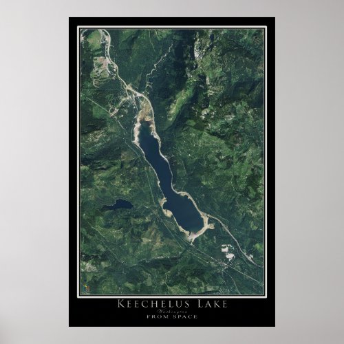 Keechelus Lake Washington Satellite Poster Map