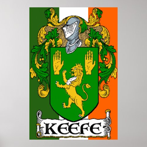 Keefe Coat of Arms Irish Flag Print