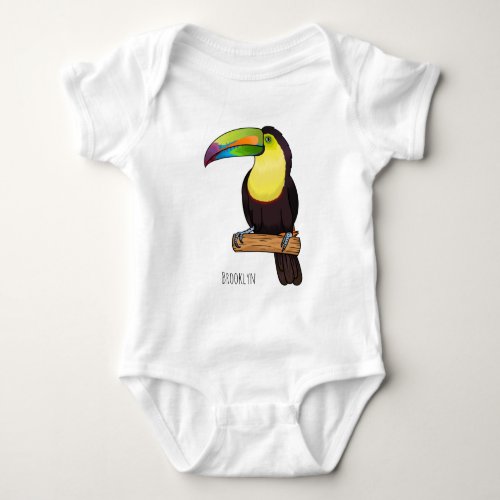 Keel_billed toucan bird cartoon illustration  baby bodysuit