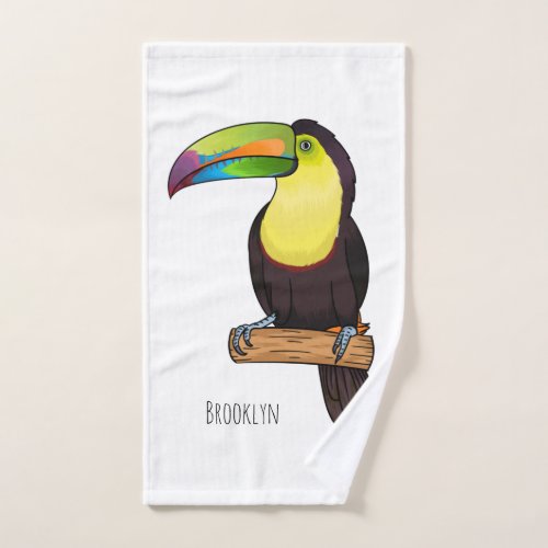 Keel_billed toucan bird cartoon illustration  bath towel set