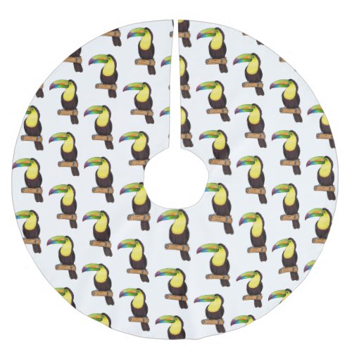 Keel_billed toucan bird cartoon illustration  brushed polyester tree skirt