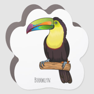 Keel-billed toucan bird cartoon illustration car magnet