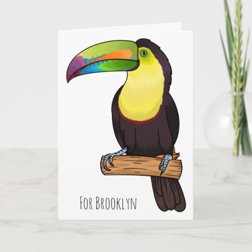 Keel_billed toucan bird cartoon illustration card