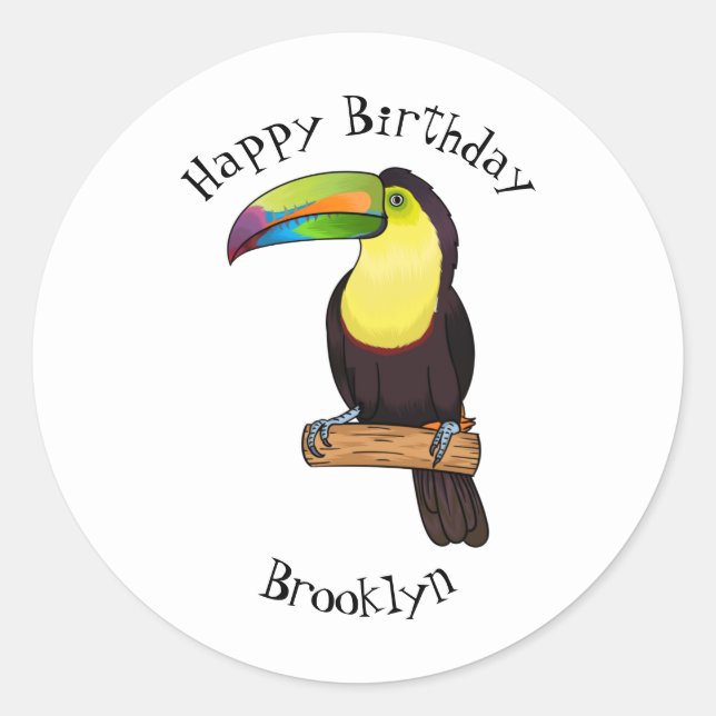 Keel-billed toucan bird cartoon illustration  classic round sticker (Front)