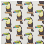 Keel-billed toucan bird cartoon illustration  fabric