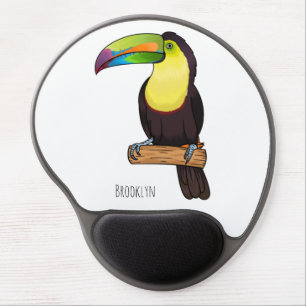 Keel-billed toucan bird cartoon illustration gel mouse pad