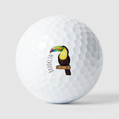 Keel_billed toucan bird cartoon illustration  golf balls