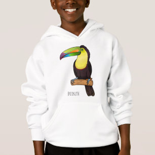 Keel-billed toucan bird cartoon illustration  hoodie