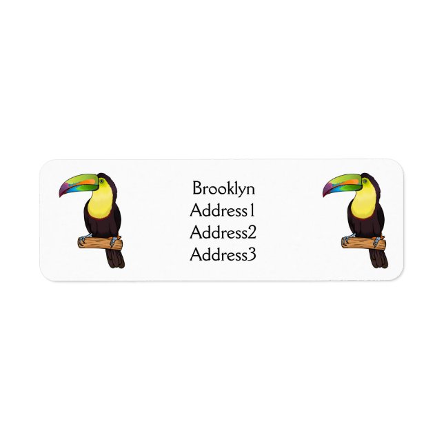 Keel-billed toucan bird cartoon illustration  label (Front)