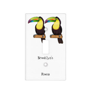 Keel-billed toucan bird cartoon illustration light switch cover