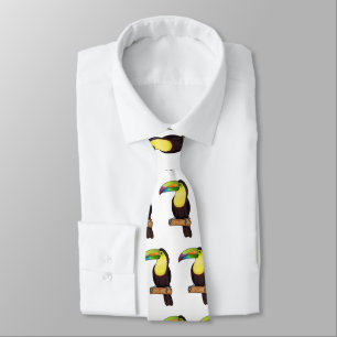 Keel-billed toucan bird cartoon illustration  neck tie