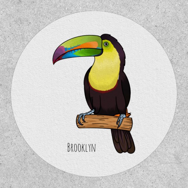 Keel-billed toucan bird cartoon illustration  patch (Front)