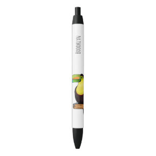 Keel-billed toucan bird cartoon illustration pen