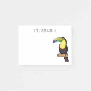 Keel-billed toucan bird cartoon illustration post-it notes