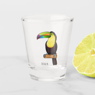 Keel-billed toucan bird cartoon illustration shot glass