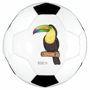 Keel-billed toucan bird cartoon illustration soccer ball