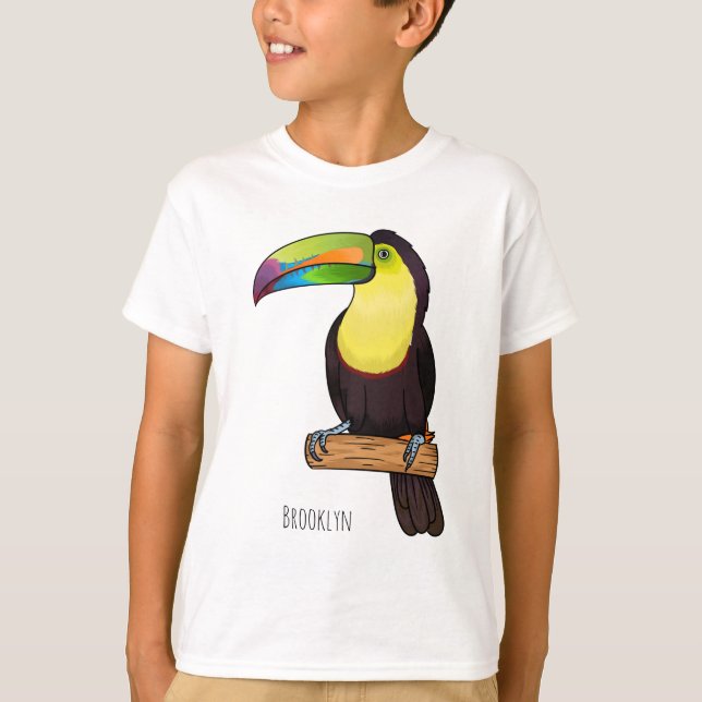 Keel-billed toucan bird cartoon illustration T-Shirt (Front)
