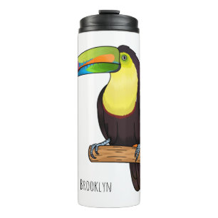 Keel-billed toucan bird cartoon illustration thermal tumbler