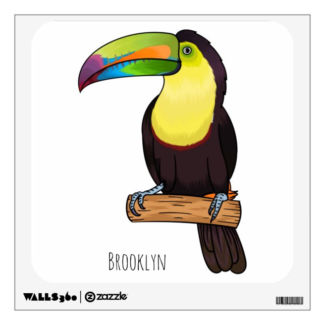 Keel-billed toucan bird cartoon illustration  wall decal (Front)