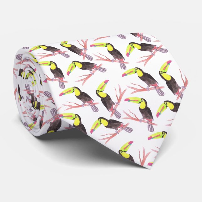 Keel billed Toucan or Ramphastidae sulfuratus bird Neck Tie (Rolled)